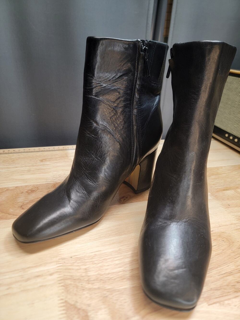 Jessica Simpson Women's Size 6.5 Shoes Black Leather Zip Up Fashion Career Boots